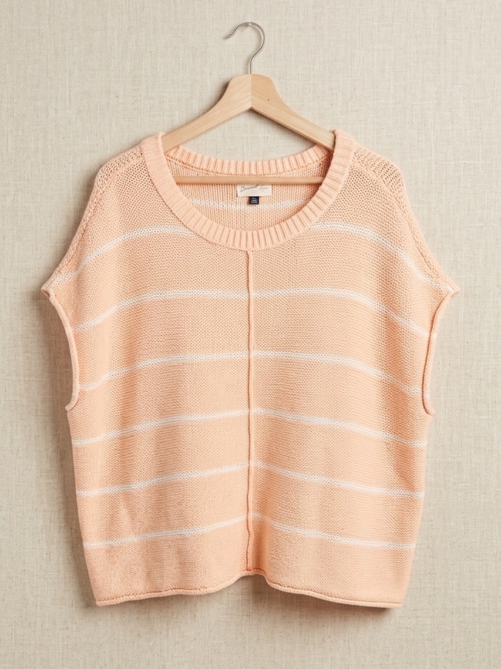 Universal Thread Peach & White Oversized Striped Scoop-Neck Knit Top XXL